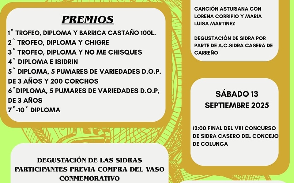 VIII CONCURSO DE SIDRA CASERO CONCEJO DE COLUNGA