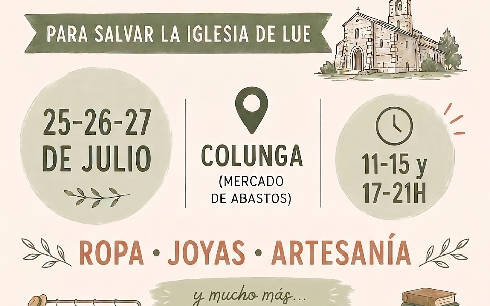 MERCADILLO SOLIDARIO PARA SALVAR LA IGLESIA DE LUÉ